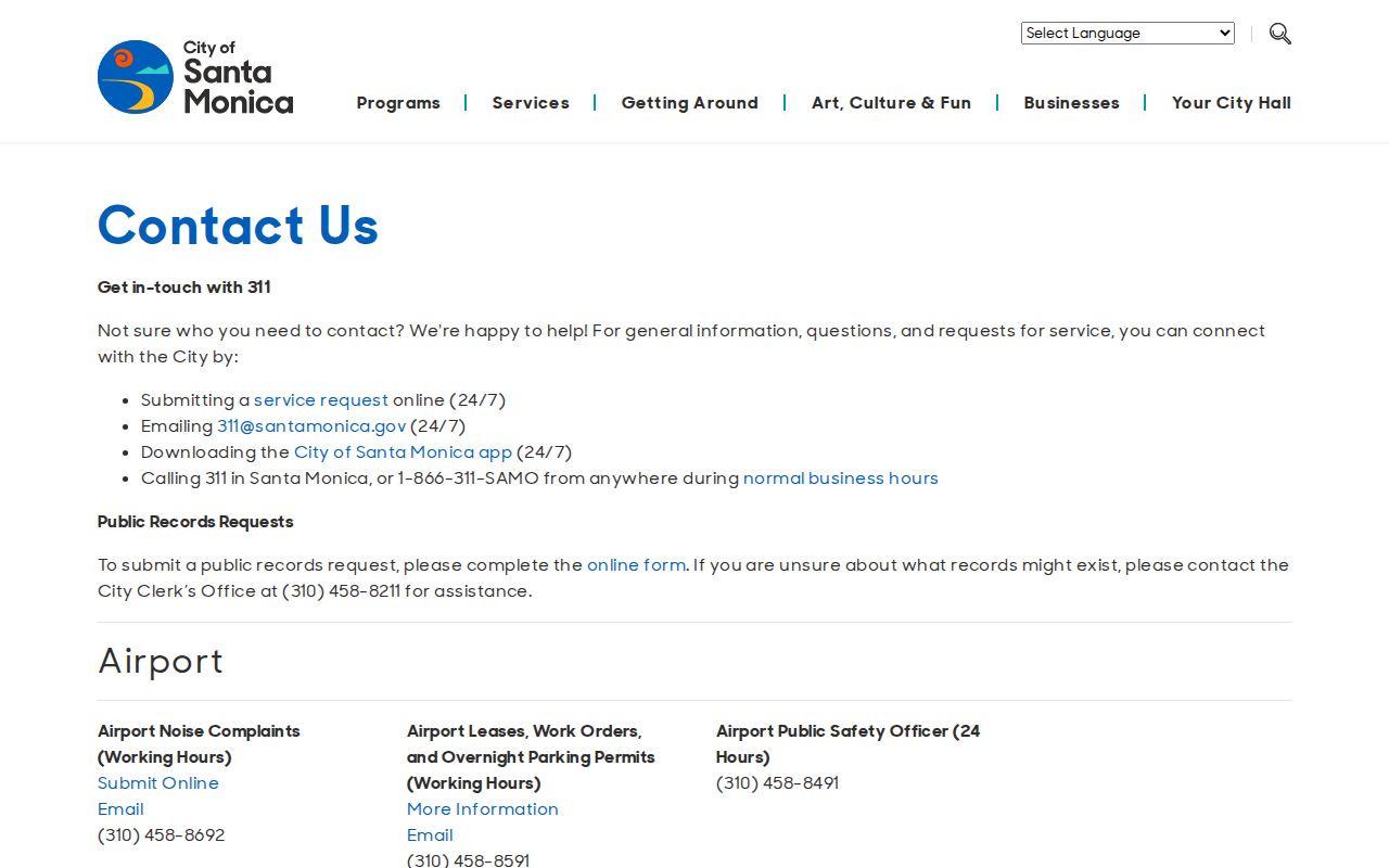 Santa Monica residents directory city contact and records routes