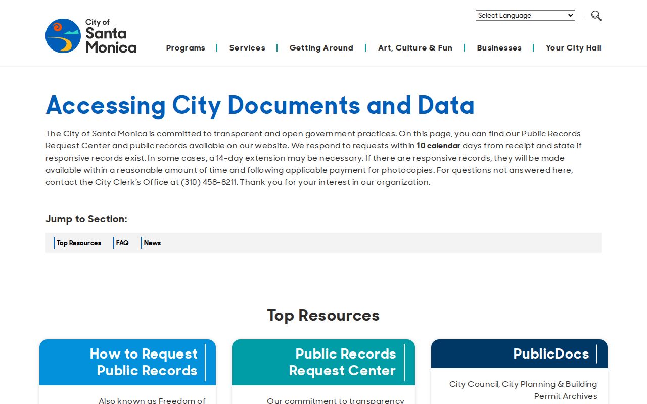 Santa Monica residents directory city documents and data hub