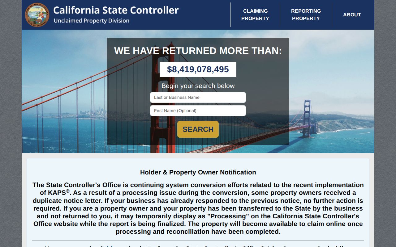 Santa Monica neighbors California unclaimed property search