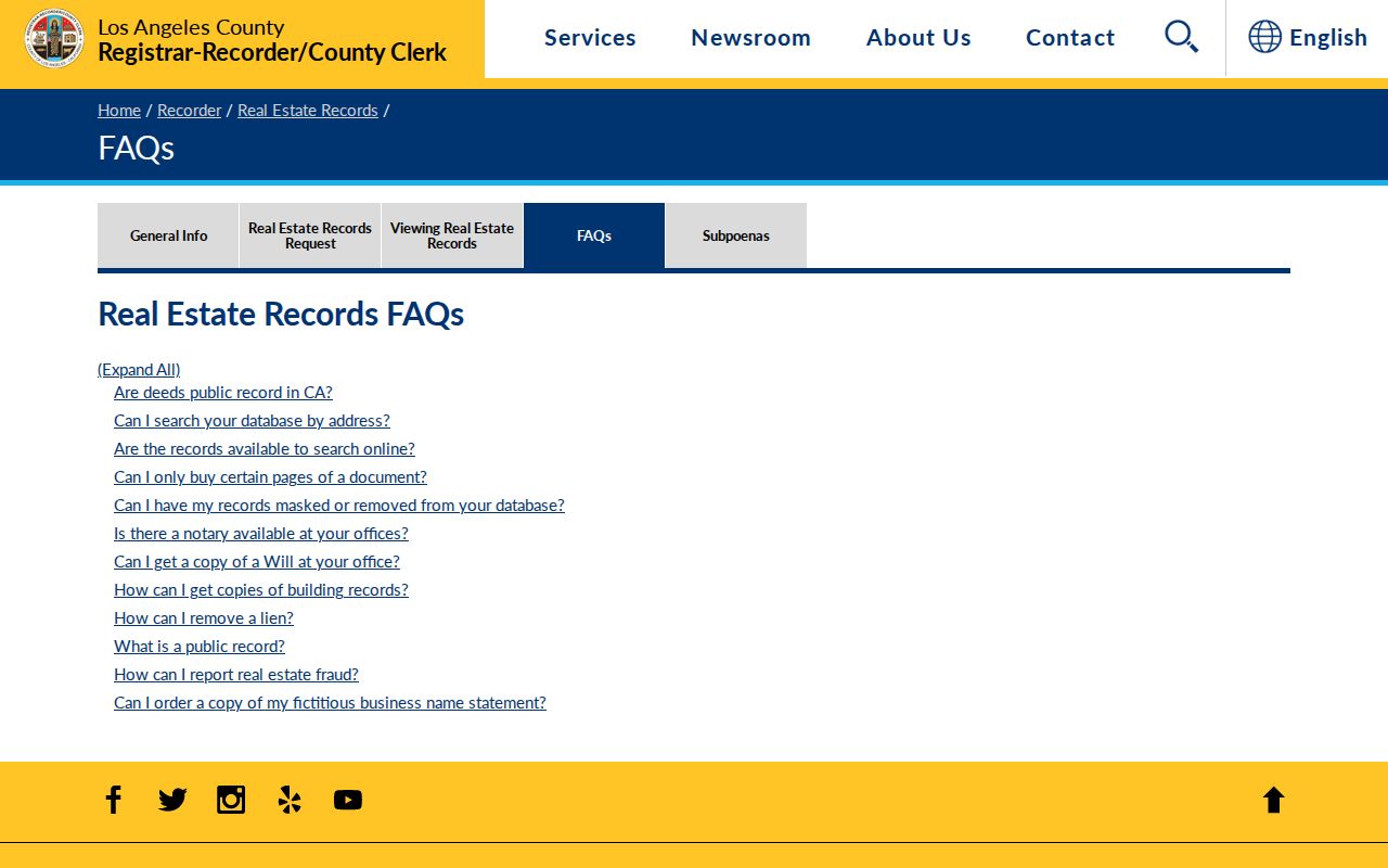 Santa Monica previous residents recorder records FAQ