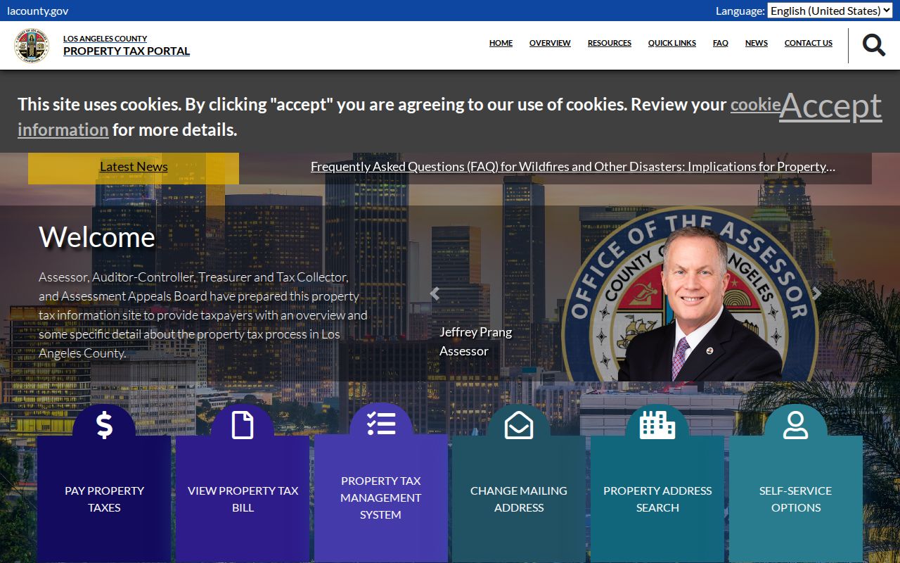 Santa Monica street directory Los Angeles County property tax portal