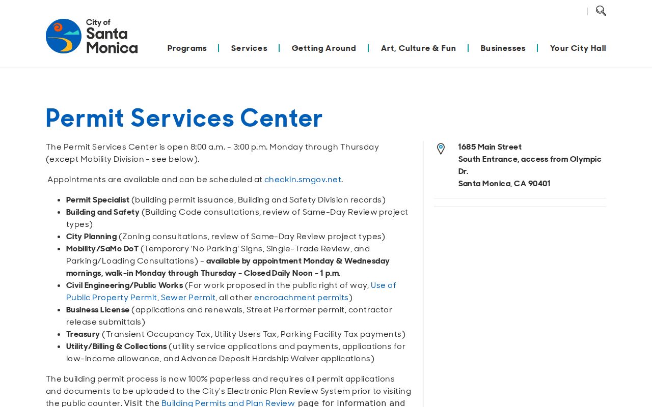 Santa Monica street directory Permit Services Center records route